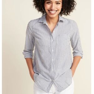 Old Navy Classic Button Up Blue Striped Shirt